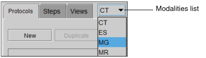 Modalities list