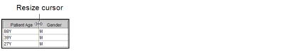 Resize column cursor
