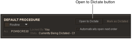 Open to Dictate button