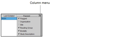 Peer Review Worklist Column menu