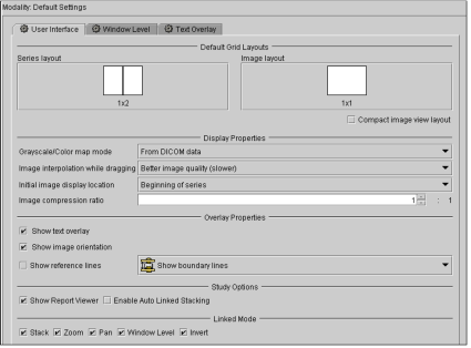 Modality default settings