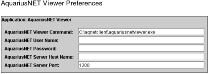 AquariusNET Viewer preferences