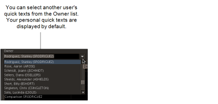 Owner List in the Quick Text Manager