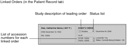 Accession number for linked orders in Patient Record tab