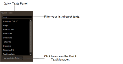 Quick Texts Panel