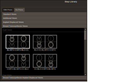 Tomosynthesis step libary