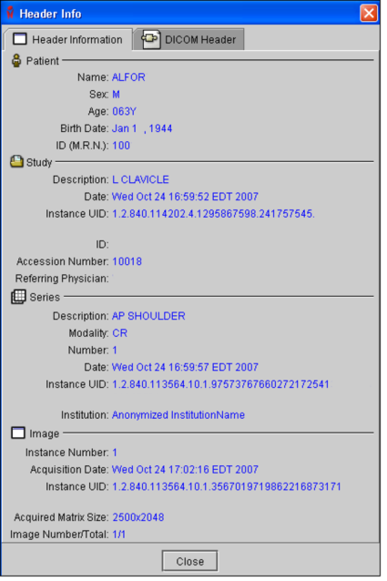 Header Info