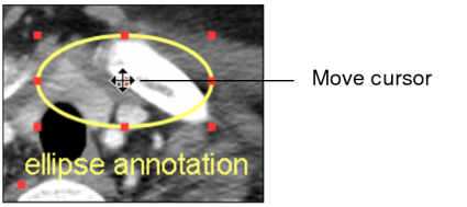 Move cursor over ellipse annotation