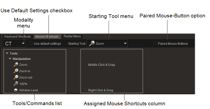 Mouse shortcuts page