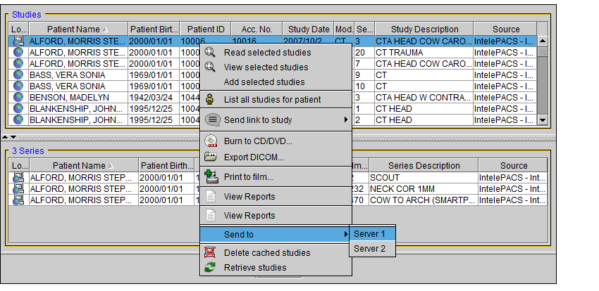 Sending Studies to a DICOM Server