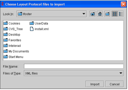 Choose layout protocols to import
