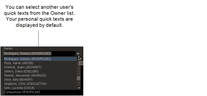Owner List in the Quick Text Manager