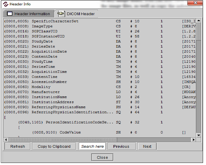 Viewing Header Information